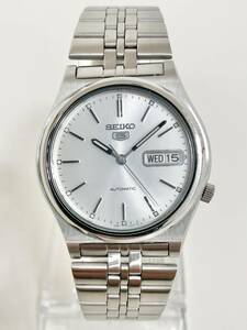 1円～☆【良品 SEIKO5 セイコーファイブ 7S26-0540 稼動品】セイコー/自動巻/デイデイト/シースルーバック/裏スケ/シルバー文字盤 ☆