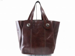 1円　良品　マルニ　MARNI　★　トートバッグ　★　ダークブラウン　レザー　肩掛け可　A４収納可　8541