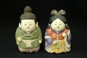 X024 時代物 当時物 御所人形 雛人形 日本人形 夫婦人形 ２体セット 置物 飾り物 郷土玩具 伝統工芸品 古美術/80