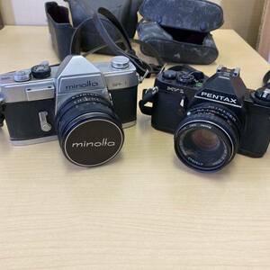 【TH1030】フィルムカメラ 2点 まとめ MINOLTA ミノルタ SR-1 PENTAX ペンタックス MV1 長期保管品 ケース付き キズ汚れあり 経年劣化