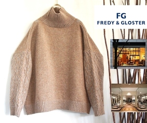 美品/FREDY/フレディタートルネックプレーティングプルオーバーニット