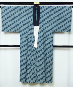  men's long kimono-like garment discipline attaching unused single . tailoring aperture stop pattern manner applying height approximately 170cm rank polyester 10970