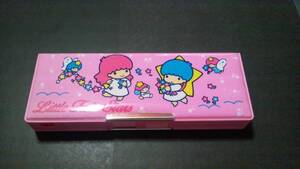  Showa Retro rare 87 year made ki Kirara Little Twin Stars both sides writing brush box unused dead stock 