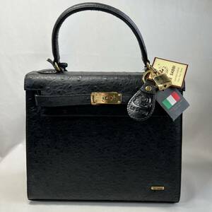 ●LE SABBI イタリア製 オーストリッチ ブラック 長期保管品 未使用品