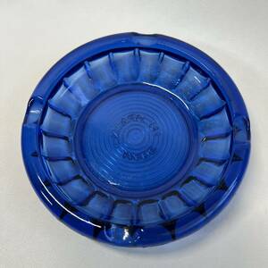 ●スペイン製 ガラス アッシュトレイ 灰皿 青 ビンテージ レトロ ヨーロッパ雑貨