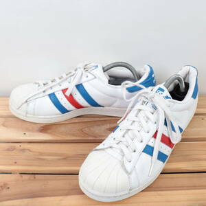 z7891 アディダス スーパースター US10 28.0cm/白 ホワイト 青 赤 adidas SUPERSTAR メンズ スニーカー 中古