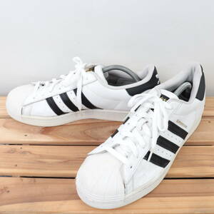 z7951 アディダス スーパースター 金ベロ US10 1/2 28.5cm/白 ホワイト 黒 ブラック adidas SUPERSTAR メンズ スニーカー 中古