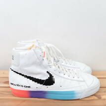 z8059 ナイキ ブレーザー ミッド '77 ヴィンテージ US10 28.0cm/白 ホワイト 黒 水色 NIKE BLAZER MID '77 VINTAGE メンズ スニーカー 中古_画像3