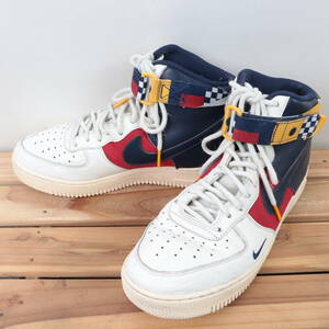 z8377 ナイキ エアフォース1 ハイ US8 26.0cm/白 ホワイト 紺 赤 NIKE AIRFORCE1 HIGH メンズ スニーカー 中古