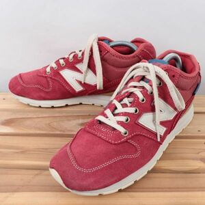 z7770【996】ニューバランス ミッド US8 26.0cm/赤 レッド 白 ホワイト系 MID newbalance メンズ スニーカー 中古