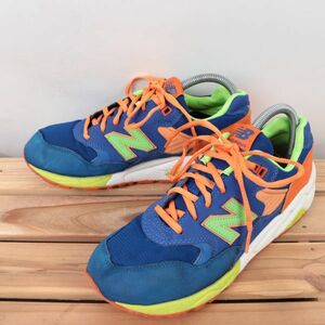 z7926【580】ニューバランス US7.5 25.5cm/青 ブルー キミドリ オレンジ newbalance メンズ スニーカー 中古