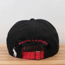 rlpsc1【美品】ラルフローレン ポロスポーツ ブラック 赤 RALPH LAUREN POLO SPORT 星条旗 キャップ CAP 帽子 ブランド 中古 古着 正規品_画像4