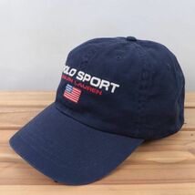 rlpsc1 ラルフローレン ポロスポーツ 紺 ネイビー RALPH LAUREN POLO SPORT 星条旗 キャップ CAP 帽子 ブランド 中古 古着 正規品_画像1