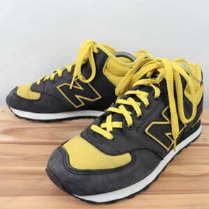 z8257【HM574】ニューバランス US8 26.0cm/黒 ブラック 黄 イエロー系 newbalance メンズ スニーカー 中古