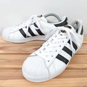 z8429 アディダス スーパースター US7 1/2 25.5cm/白 ホワイト 黒 ブラック adidas SUPERSTAR メンズ スニーカー 中古