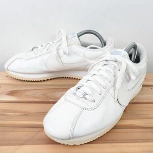 z8461 ナイキ コルテッツ ベーシック レザー US9 27.0cm/白 ホワイト クリーム系 NIKE CORTEZ BASIC LEATHER メンズ スニーカー 中古