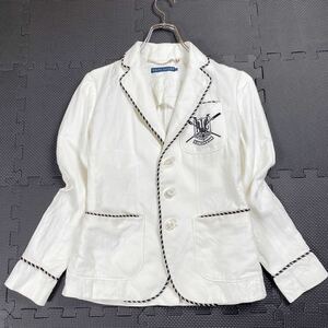 女性の戦闘服 RALPH LAUREN ラルフローレン ジャケット ワッペン 刺繍 シェルボタン 大きいサイズ US7サイズ リネン混