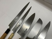 E4-687 日本料理刃 和包丁 刃物 包丁 計6本まとめて 調理器具セット ケース入り 中古品 堺孝行 正広 misono ミソノ モリブデン鋼 盛箸_画像7