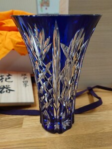 THE断捨離★江戸切子　花器（花瓶）★青