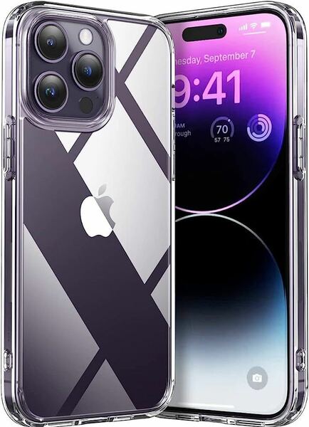 送料無料 Spigen iPhone14ProMax ケース クリア ストラップホール付き TPU バンパーケース 2重構造 米軍MIL規格取得 耐衝撃 すり傷防止