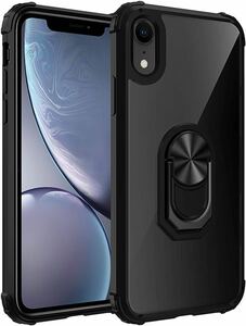 送料無料 iPhone XR スマホケース リング付き アイフォン ブラック リングケー ス iphone xr 保護カバー TPU 薄型軽量 スタンド機能 クリア