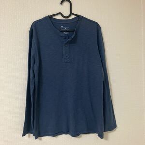 GAP M ヘンリーネック 長袖Tシャツ ネイビー