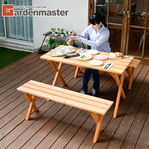 ガーデン テーブル セット 3点セット　クニックガーデンテーブル＆ベンチ 木製 おしゃれ ガーデンファニチャーセット ガーデンテーブル