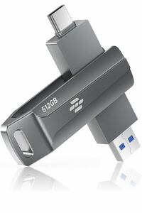 USBメモリ 512GB 2IN1 USB3.0＆Type-C メモリー 大容量 フラッシュメモリ 外付けメモリ 容量不足 防水 防塵 耐衝撃 携帯便利(512GB)