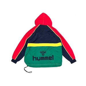 【送料無料】レア 80s hummel ハーフジップ プルオーバー ナイロンジャケット vintage 古着 フットボール サッカー フーリガン
