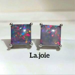  artificial jewel black opal emerald cut earrings 