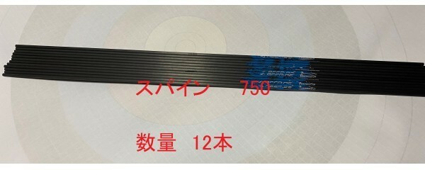 【未使用　送料無料　国内発送】カーボンシャフト　スパイン750　12本　81.3ｃｍ　ポイント　ノック付　アーチェリー