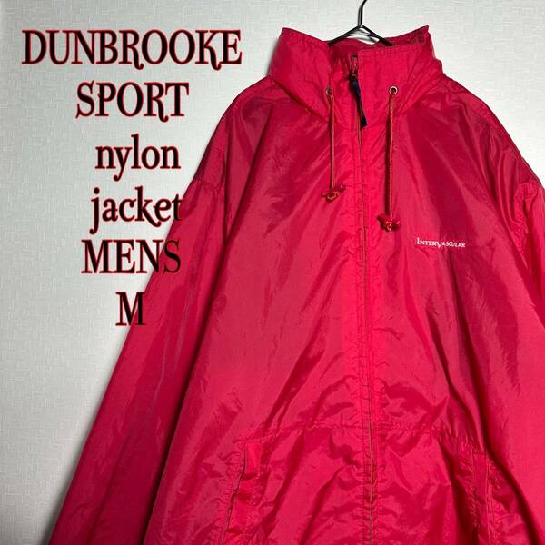 USA古着　DUNBROOKE SPORT ナイロンジャケット　M レッド　US企画　フード　ポケット付き