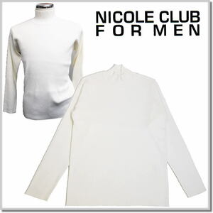 ニコルクラブフォーメン NICOLE CLUB FOR MEN リブ編み ハイネックニット 3564-6006-09(WHITE)-46(M) ハイネックセーター