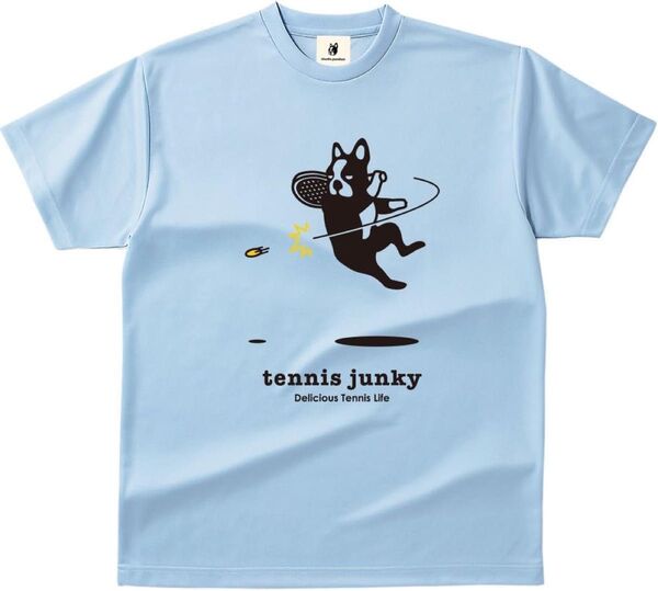 クラウディオパンディアーニ 半袖Tシャツ tennis junky エアー犬 DryTEE TJ0018 ブルー(青)メンズM新品