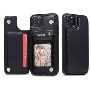 iPhone12 【c1黒】スマホカバー PUレザー カード収納 スマホケース アイフォン 携帯ケース 耐衝撃 落下防止 保護
