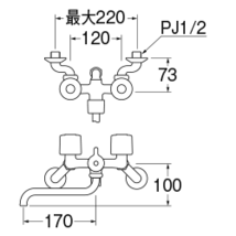 s-a*** SANEI ツーバルブシャワー混合栓 SK11-W-13 ［共用形］ 壁付 浴室 バスルーム用 サンエイ endstbG_画像2