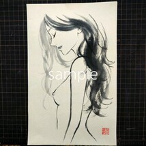 肉筆原画　ドローイング　美人画　裸婦画　墨絵　水墨画　絵画　手描きイラスト 　mucica_画像2