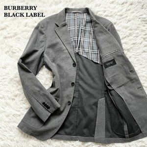 バーバリーブラックレーベル テーラードジャケット ノバチェック BURBERRY BLACKLABEL オールシーズン コットン 三陽商会 グレー L