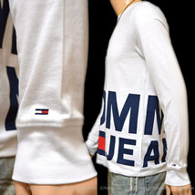 SALE 新品 トミージーンズ 白 XSサイズ 裾～背中ロゴ ロンT ホワイト メンズ 長袖Tシャツ トミーヒルフィガー Tommy Hilfiger 正規品_画像2