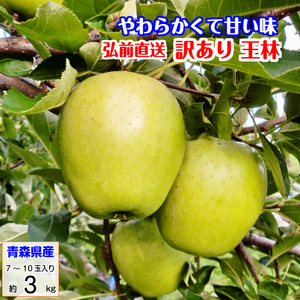 王林 おうりん オウリン 訳あり 3kg 青森産 リンゴ 林檎 りんご 葉とらずりんご