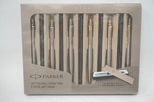 【11-90】 未使用品 未開封 PARKER パーカー Jotter Ball Point Pen ジョッター ボールペン 6本 セット ギフトパック ギフトボックス 箱付