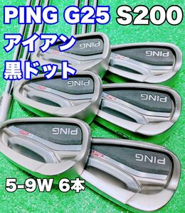 ★名器 PING 人気モデル③ ★ピン G25 アイアンセット 黒ドット 5-9W 6本セット Dynamic Gold S200