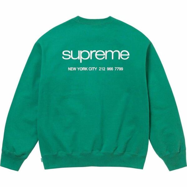 送料無料 L 緑 Supreme Nyc Crewneck Classic Logo Light Pine Green 23FW シュプリーム クラシックロゴ クルーネック グリーン 新品未使用