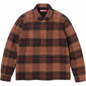 送料無料 L 黒 茶 Supreme Lined Flannel Snap Shirt Black シュプリーム ボア フランネル ネルシャツ スナップシャツ ブラウン 23FW 新品