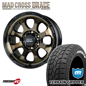 4本セット MAD CROSS GRACE 17x8.0J 6/139.7 +20 BRC/BK MONSTA TERRAIN GRIPPER A/T 265/65R17 ホワイトレター ハイラックス プラド