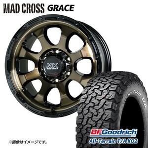 4本セット MAD CROSS GRACE 16x6.5J 6/139.7 +48 BRC/BK BFGoodrich All-Terrain T/A KO2 215/70R16 ホワイトレター キャラバン E25 ワゴン