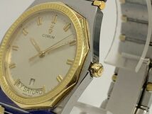 X505-SB4-164◎ CORUM コルム アドミラルズ 90.115.50 V-200 アイボリー文字盤 デイデイト メンズ クオーツ 稼働 腕時計 ⑥_画像3