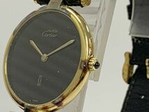 X506-I37-3014◎ Cartier カルティエ マストヴァンドーム ブラック文字盤 925 ラウンド メンズ QUARTZ クオーツ 不動 腕時計 ⑥_画像3