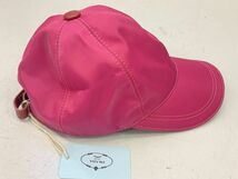 X412-H7-2608 PRADA プラダ キャップ 帽子 ピンク Mサイズ 頭囲約53cm ロゴ ⑥_画像6
