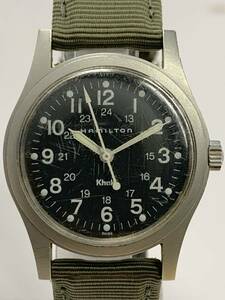 X503-O32-874◎ HAMILTON ハミルトン Khaki カーキ 9415A ブラック文字盤 メンズ 手巻き 稼働 腕時計 ⑥